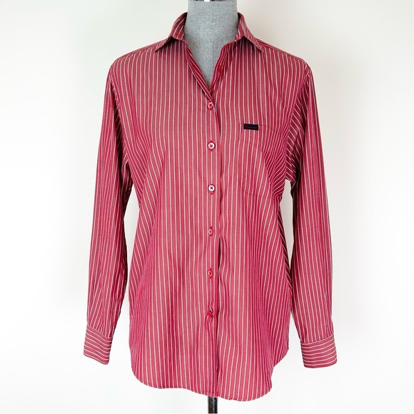 VTG Faconnable Red Striped Button Down Shirt - Picture 10 of 10